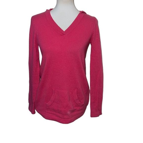 Lilly Pulitzer Sawyer Hooded Cashmere Hooded Sweater Bright Pink sz XS READ - Picture 1 of 11
